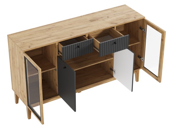 Оливия Комод рамка AGT Браш Графит, Дуб Крафт