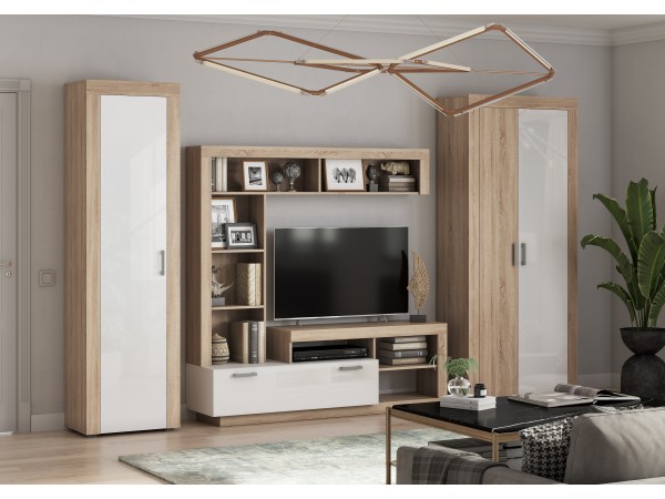 Ангара Гостиная Белый Глянец, Сонома