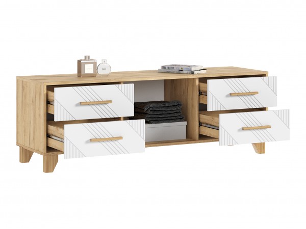 Ирис Тумба ТВ 1500 Браш Вайт, Дуб Крафт