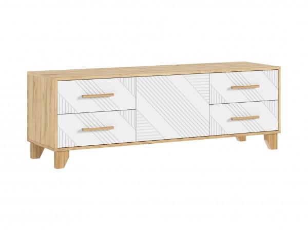 Ирис Тумба ТВ 1500 Браш Вайт, Дуб Крафт