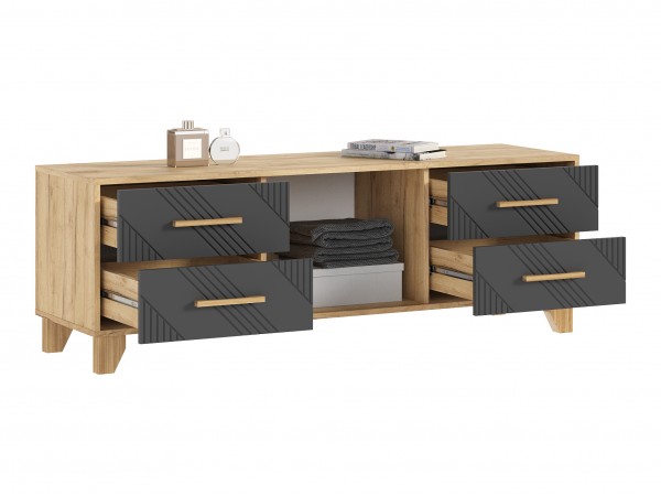 Ирис Тумба ТВ 1500 Браш Графит, Дуб Крафт