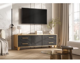 Ирис Тумба ТВ 1500 Браш Графит, Дуб Крафт