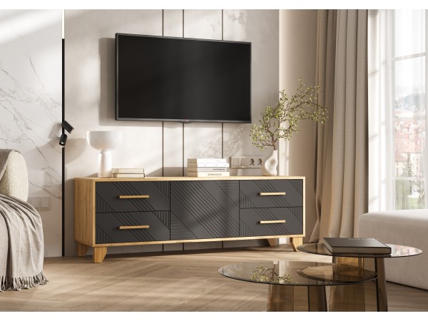 Ирис Тумба ТВ 1500 Браш Графит, Дуб Крафт
