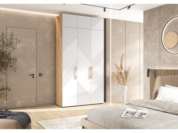 Ирис Антресоль к шкафу 1350 Браш Вайт, Дуб Крафт