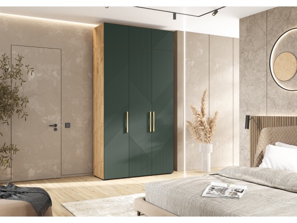 Ирис Антресоль к шкафу 1350 Браш Мени Грин, Дуб Крафт