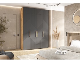 Ирис Антресоль к шкафу 1800 Браш Графит, Дуб Крафт