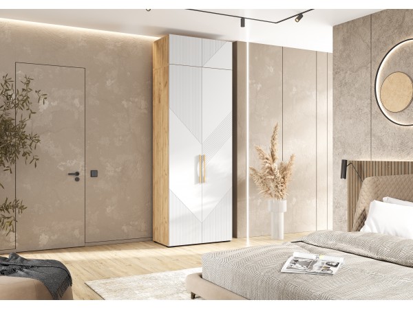 Ирис Антресоль к шкафу 900 Браш Вайт, Дуб Крафт