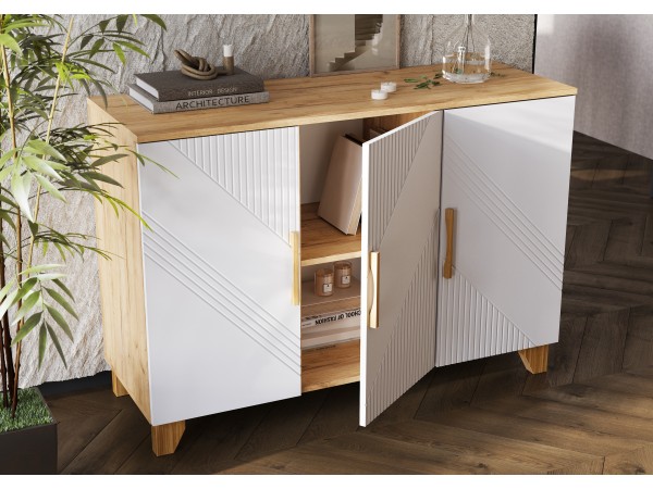 Ирис Комод 1200 Браш Вайт, Дуб Крафт