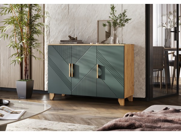 Ирис Комод 1200 Браш Мени Грин, Дуб Крафт