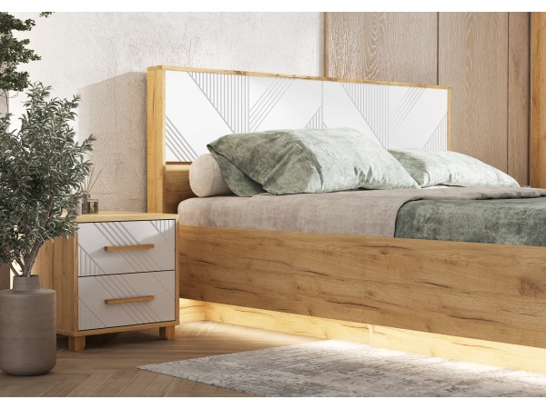 Ирис Кровать парящая 1,6м Браш Вайт/Дуб Крафт, Дуб Крафт