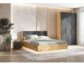 Ирис Кровать парящая 1,6м Браш Графит/Дуб Крафт, Дуб Крафт