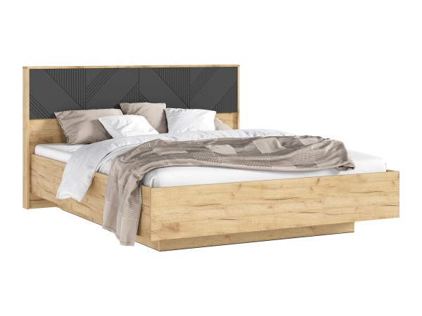 Ирис Кровать парящая 1,6м Браш Графит/Дуб Крафт, Дуб Крафт