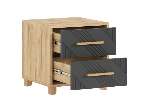 Ирис Тумбы прикроватные 2 шт. Браш Графит, Дуб Крафт
