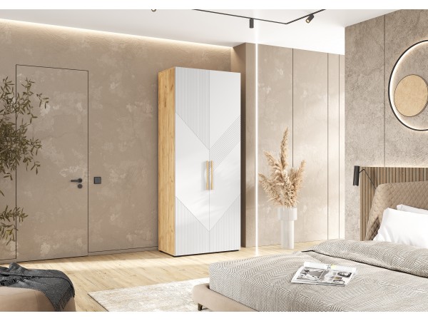 Ирис Шкаф 2-створчатый 900 Браш Вайт, Дуб Крафт