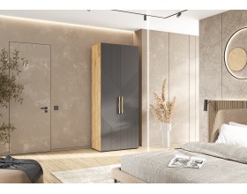 Ирис Шкаф 2-створчатый 900 Браш Графит, Дуб Крафт