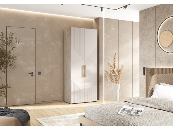 Ирис Шкаф 2-створчатый 900 Кашемир, Дуб Крафт серый