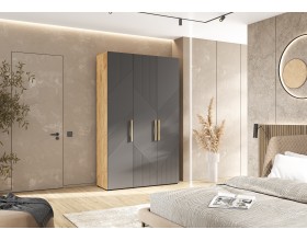 Ирис Шкаф 3-створчатый 1350 Браш Графит, Дуб Крафт