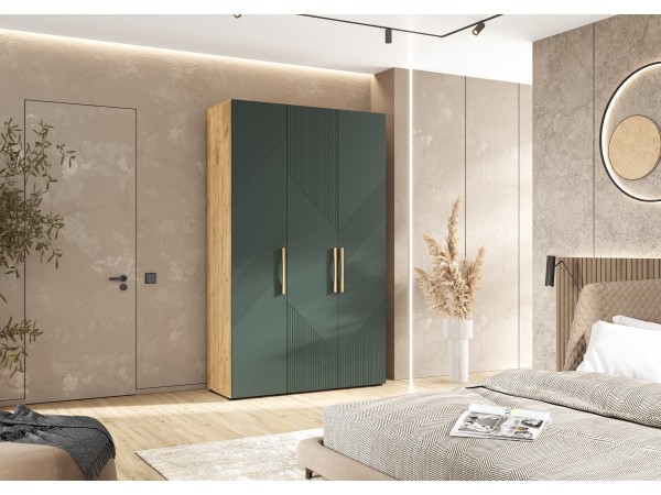 Ирис Шкаф 3-створчатый 1350 Браш Мени Грин, Дуб Крафт