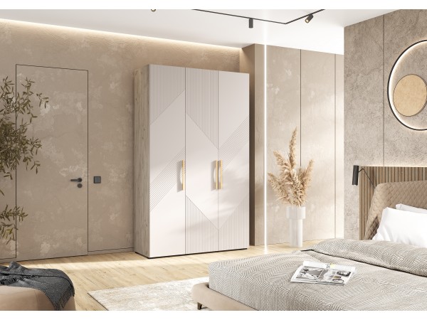 Ирис Шкаф 3-створчатый 1350 Кашемир, Дуб Крафт серый