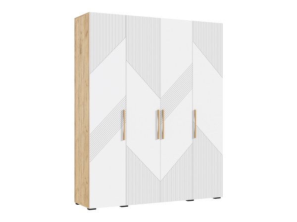 Ирис Шкаф 4-створчатый 1800 Браш Вайт, Дуб Крафт