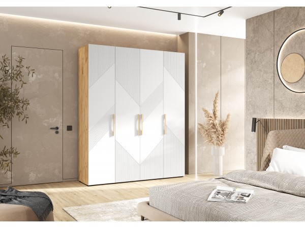 Ирис Шкаф 4-створчатый 1800 Браш Вайт, Дуб Крафт