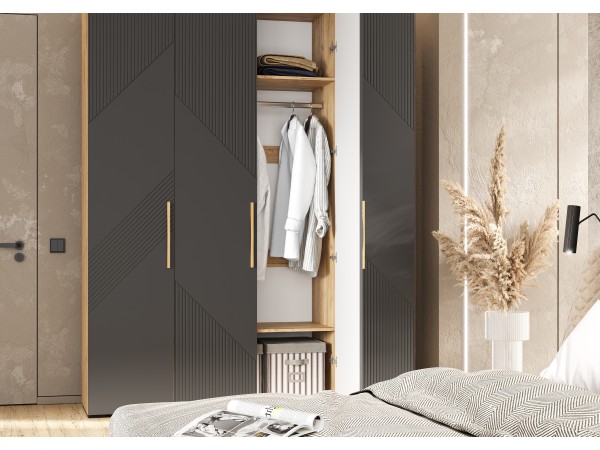 Ирис Шкаф 4-створчатый 1800 Браш Графит, Дуб Крафт