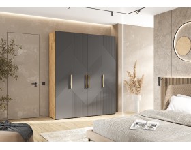 Ирис Шкаф 4-створчатый 1800 Браш Графит, Дуб Крафт