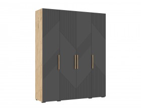 Ирис Шкаф 4-створчатый 1800 Браш Графит, Дуб Крафт