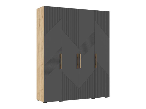 Ирис Шкаф 4-створчатый 1800 Браш Графит, Дуб Крафт