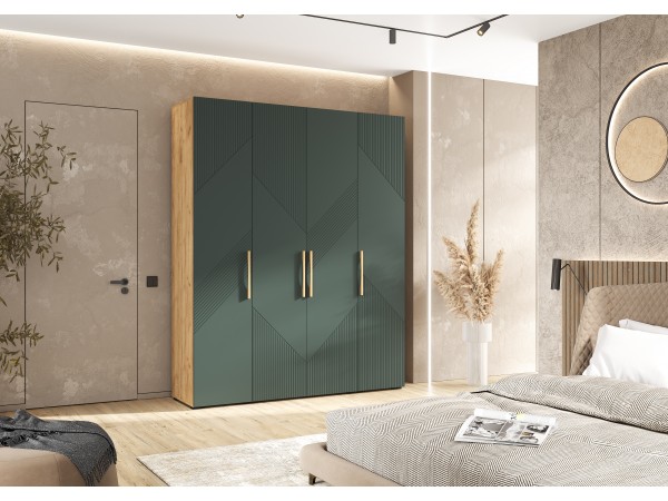 Ирис Шкаф 4-створчатый 1800 Браш Мени Грин, Дуб Крафт