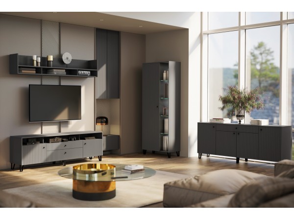 Гостиная Оливия компоновка 1 Графит Софт, Графит