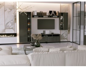 Гостиная Оливия компоновка 4 Графит Софт, Графит