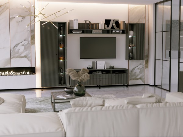 Гостиная Оливия компоновка 4 Графит Софт, Графит