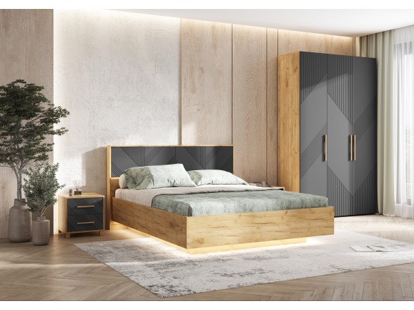 Спальня Ирис Браш Графит, Дуб Крафт