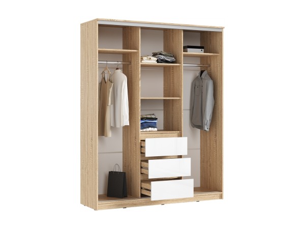 Челси Шкаф-купе 1600 Белый глянец, Дуб сонома