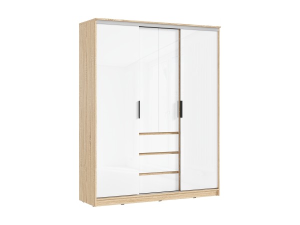 Челси Шкаф-купе 1600 Белый глянец, Дуб сонома