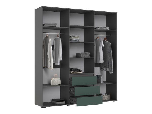 Норд Шкаф 6-створчатый Изумрудный кромка графит, Графит