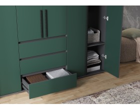 Норд Шкаф 6-створчатый Изумрудный кромка графит, Графит