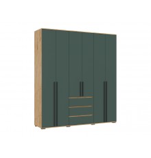 Норд Шкаф 6-створчатый Изумрудный кромка изумруд, Дуб Крафт