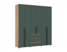 Норд Шкаф 6-створчатый Изумрудный кромка изумруд, Дуб Крафт