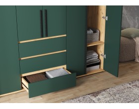 Норд Шкаф 6-створчатый Изумрудный кромка изумруд, Дуб Крафт