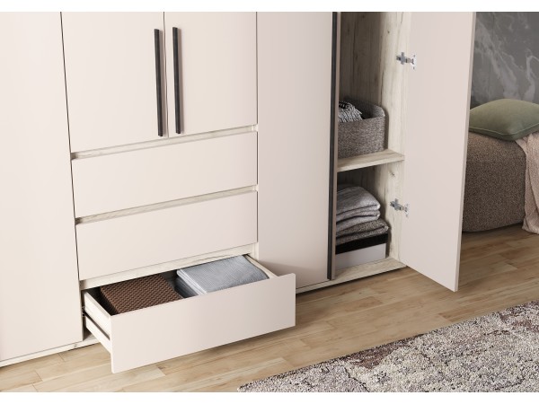 Норд Шкаф 6-створчатый Кашемир, Дуб Крафт серый