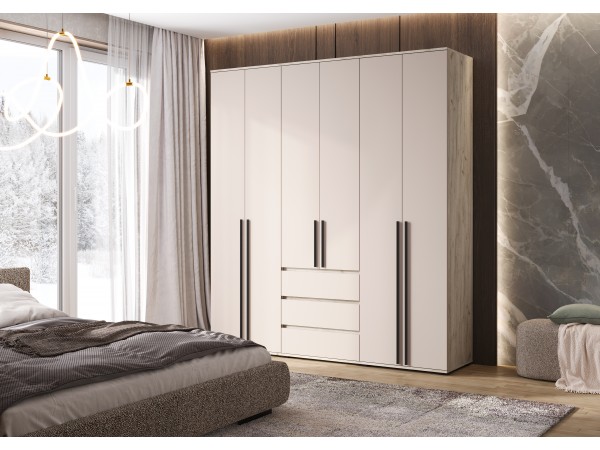 Норд Шкаф 6-створчатый Кашемир, Дуб Крафт серый