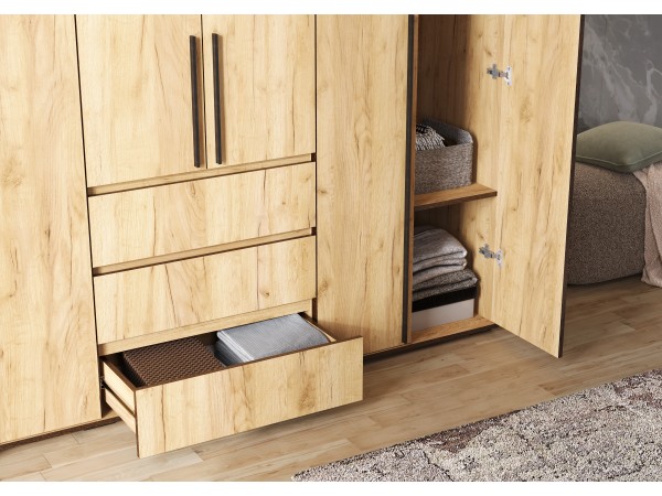 Норд Шкаф 6-створчатый Дуб Крафт, Дуб Крафт кромка венге