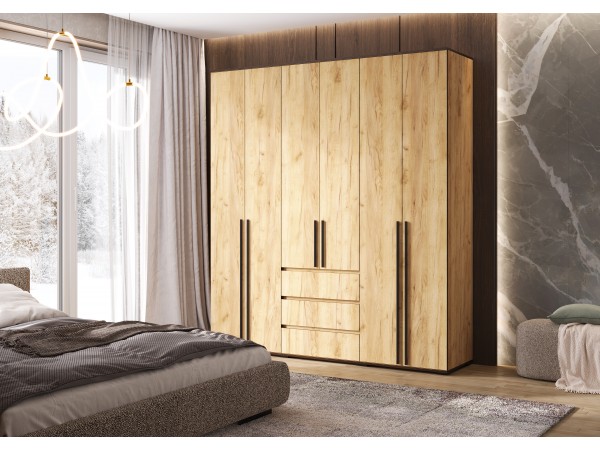 Норд Шкаф 6-створчатый Дуб Крафт, Дуб Крафт кромка венге