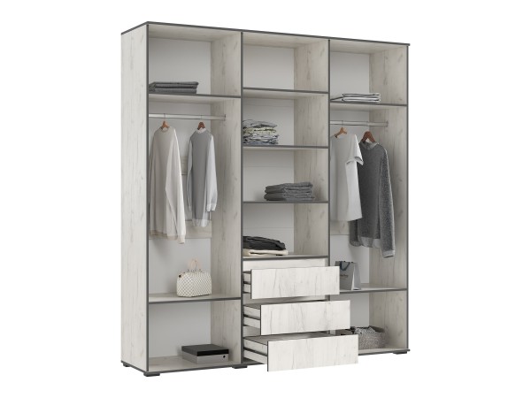 Норд Шкаф 6-створчатый Дуб Крафт Белый, Дуб Крафт Белый