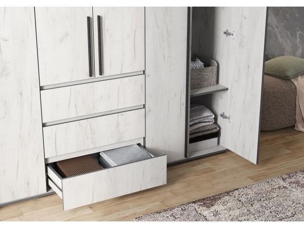 Норд Шкаф 6-створчатый Дуб Крафт Белый, Дуб Крафт Белый