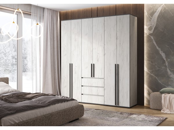 Норд Шкаф 6-створчатый Дуб Крафт Белый, Дуб Крафт Белый