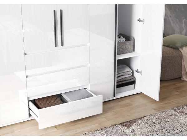 Норд Шкаф 6-створчатый Белый глянец, Белый