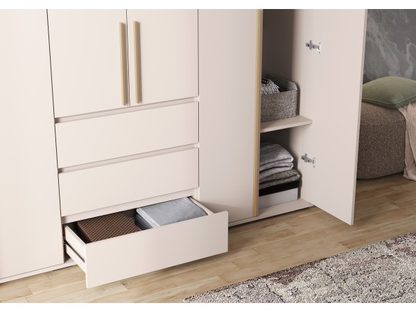 Норд Шкаф 6-створчатый золото Кашемир, Кашемир